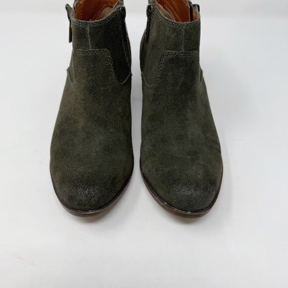 Lucky Brand Womens 7 Green Suede Leather LK Benniee Ankle Booties Block Heel - Picture 4 of 12